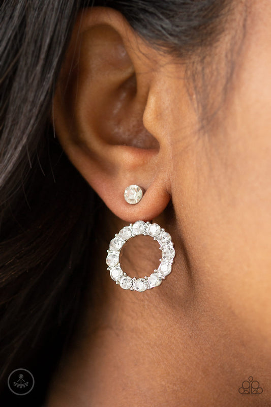 Paparazzi Diamond Halo - White Jacket Earrings