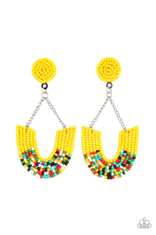 Paparazzi Make It RAINBOW - Yellow Earrings