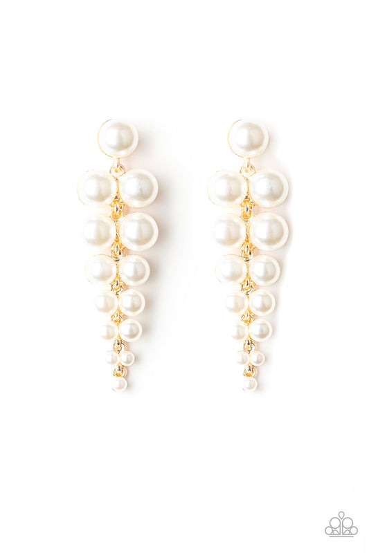 Paparazzi Totally Tribeca - Gold White Earrings