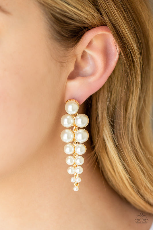 Paparazzi Totally Tribeca - Gold White Earrings