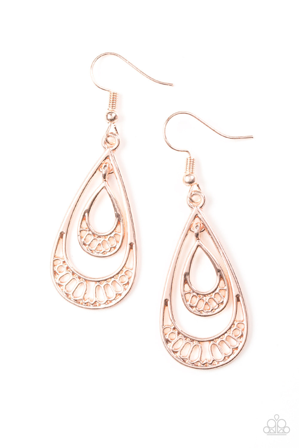 Paparazzi REIGNed Out - Rose Gold Earrings