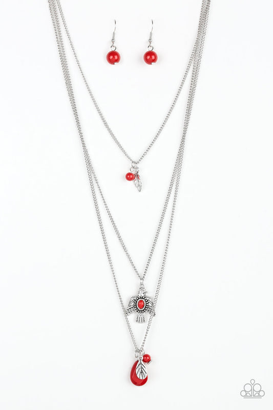 Paparazzi Soar With The Eagles - Red Necklace