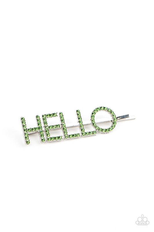 Paparazzi Hello There - Green Hair Clip