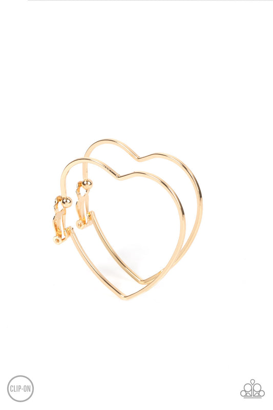 Paparazzi Harmonious Hearts - Gold Clip On Earrings