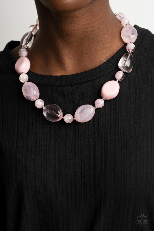 Paparazzi Staycation Stunner - Pink Necklace