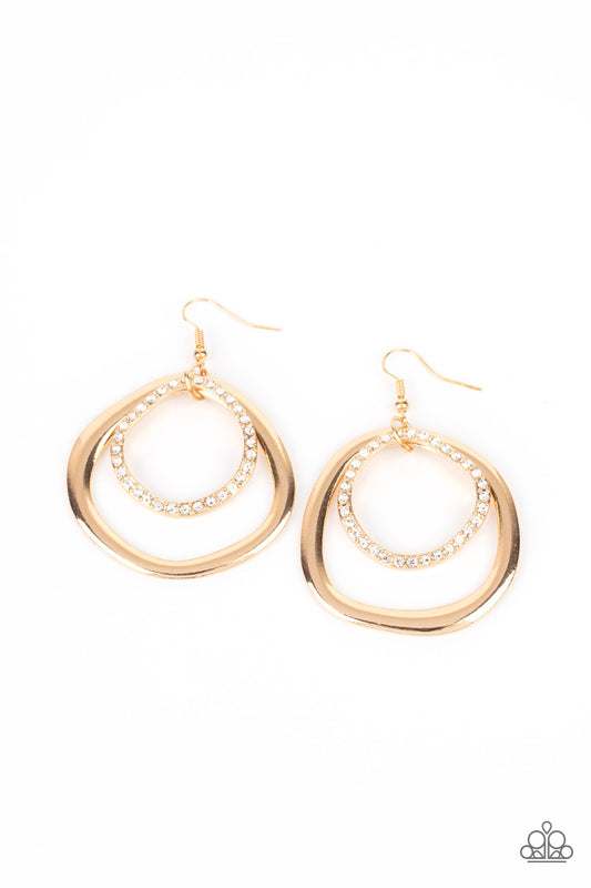 Paparazzi Spinning With Sass - Gold Earrings