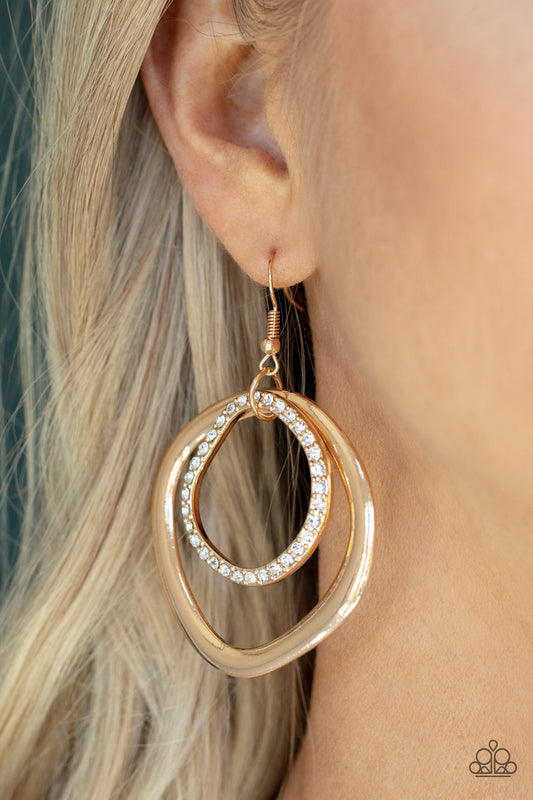 Paparazzi Spinning With Sass - Gold Earrings