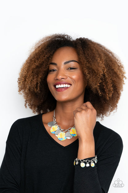 Paparazzi Teasingly Tie Dye - Yellow Multi Bracelet