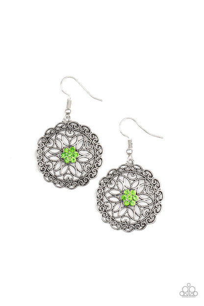 Paparazzi Flower Shop Sparkle - Green Earrings