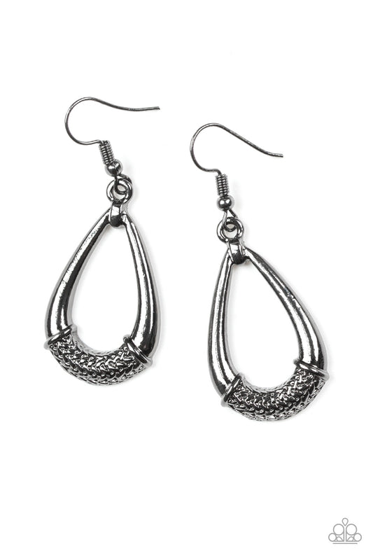 Paparazzi Trending Texture - Black Earrings