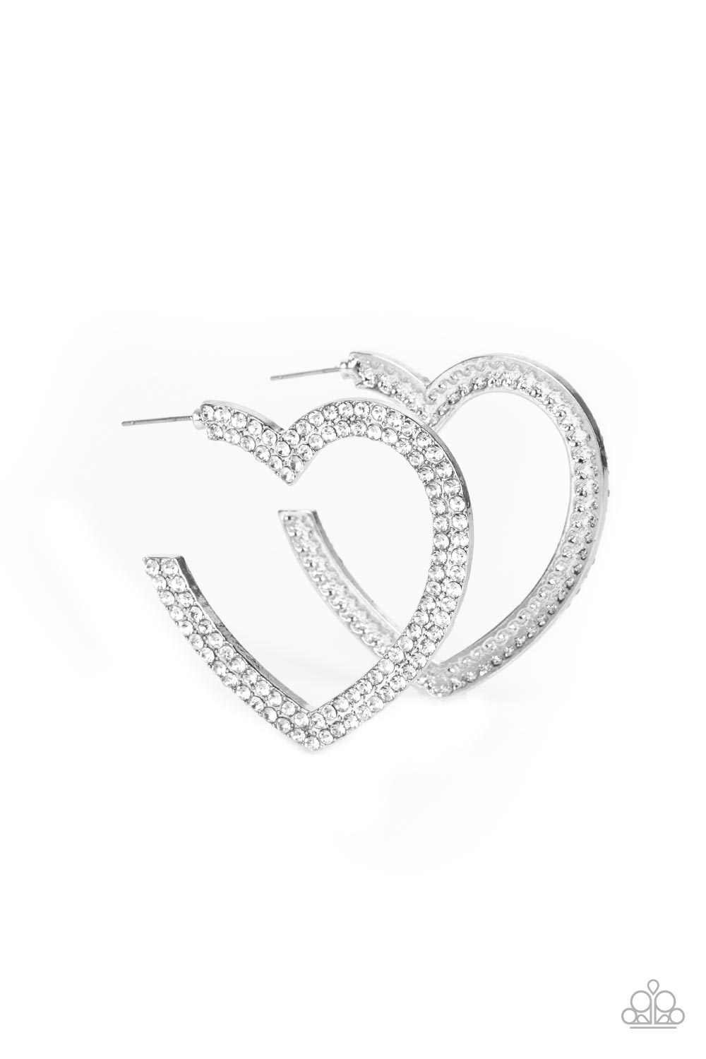 Paparazzi AMORE To Love - White Heart Hoop Earrings