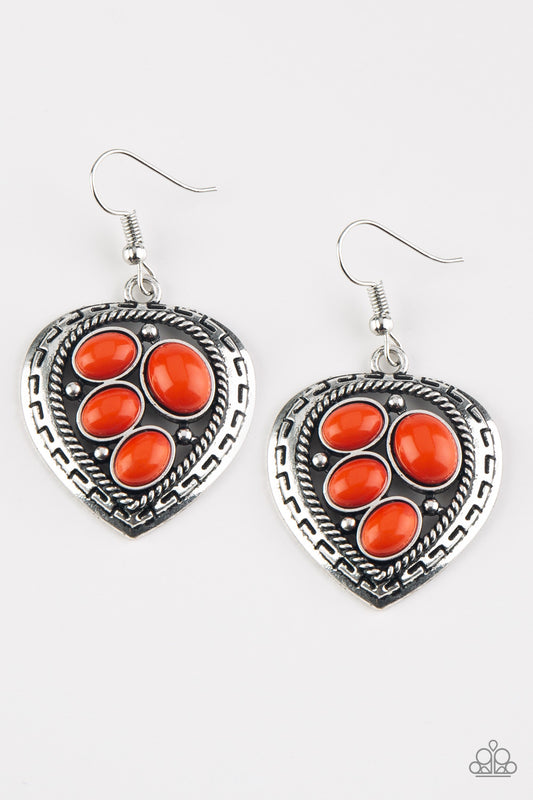 Paparazzi Wild Heart Wonder - Orange Earrings