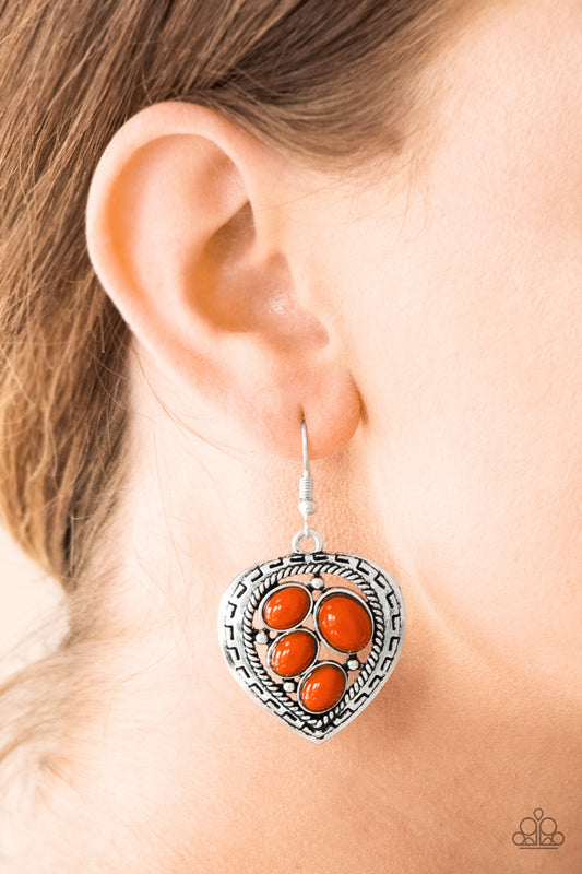 Paparazzi Wild Heart Wonder - Orange Earrings