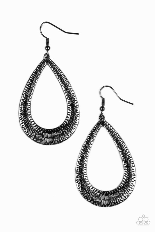 Paparazzi Straight Up Shimmer - Black Earrings