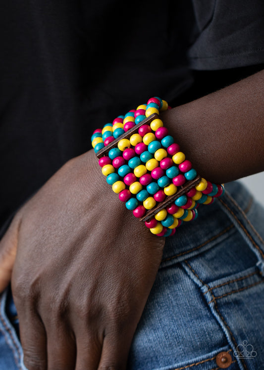 Paparazzi Tanning In Tanzania - Multi Wood Bracelet