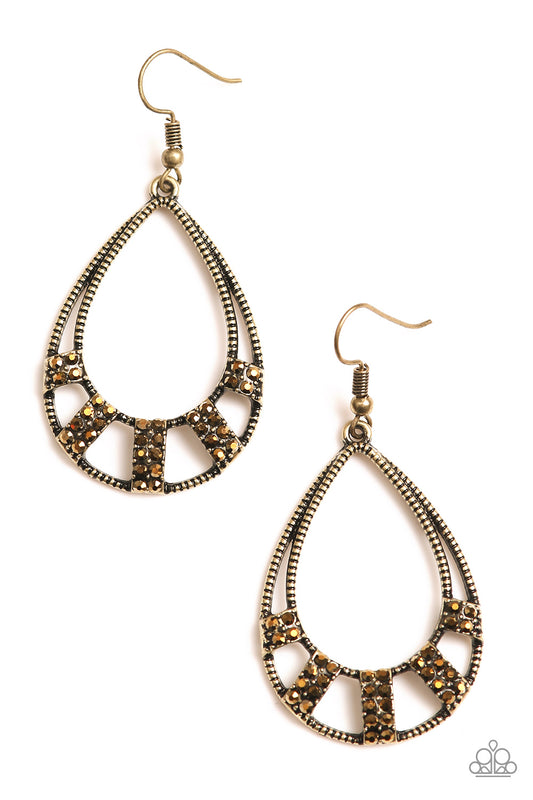 Paparazzi Trillion Dollar Teardrops - Brass Earrings