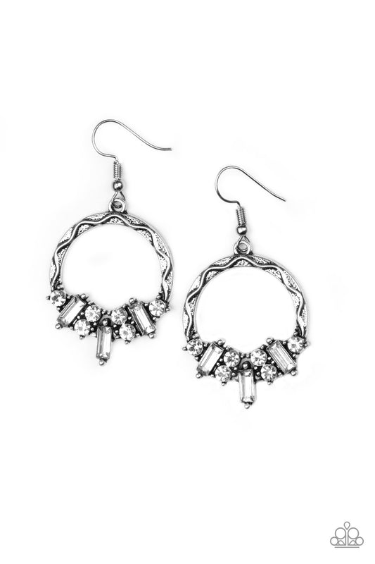 Paparazzi On The Uptrend - White Earrings
