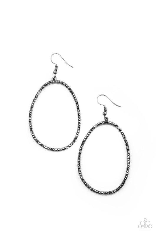 Paparazzi OVAL-ruled! - Black Earrings