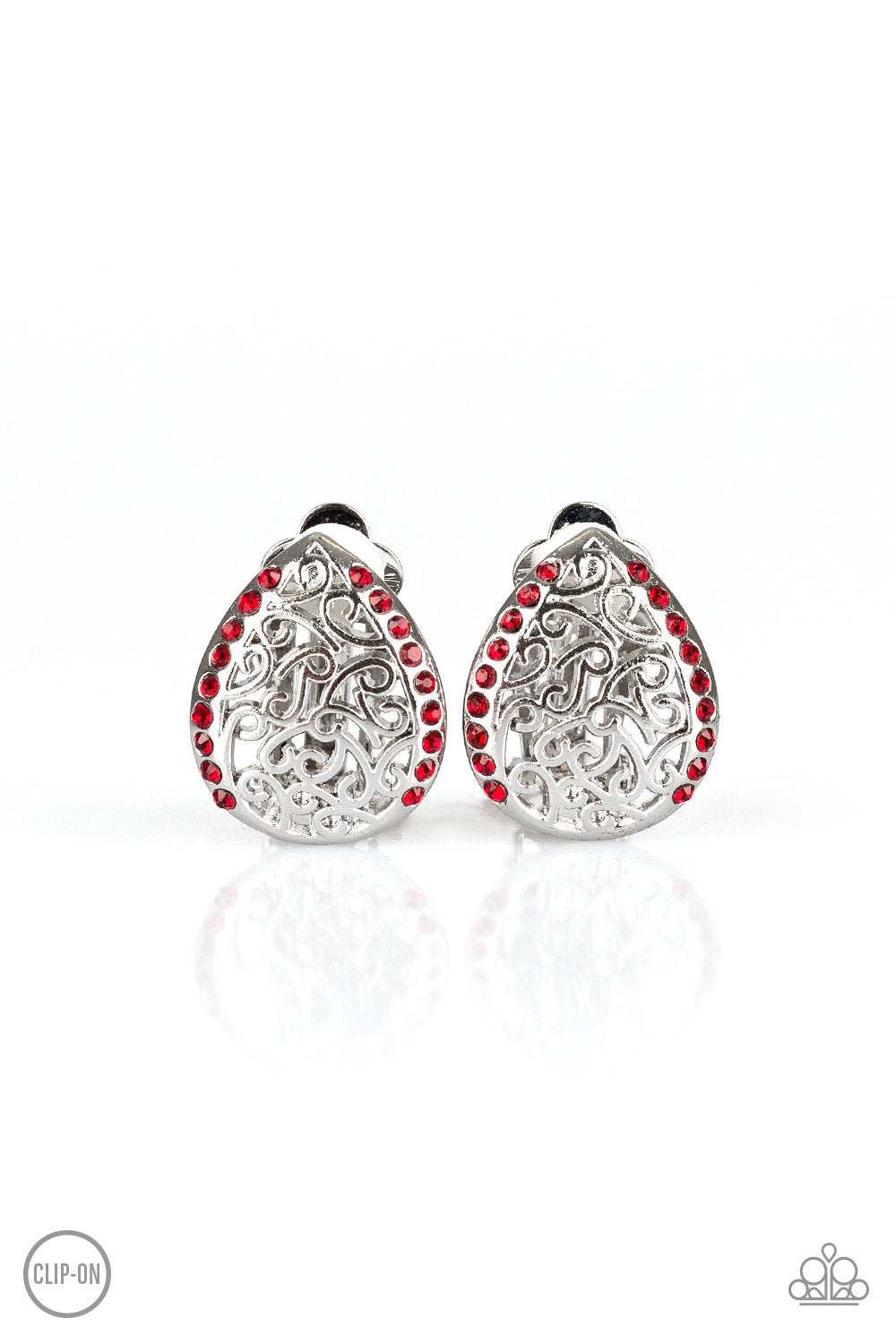 Paparazzi Garden Date - Red Clip-On Earrings