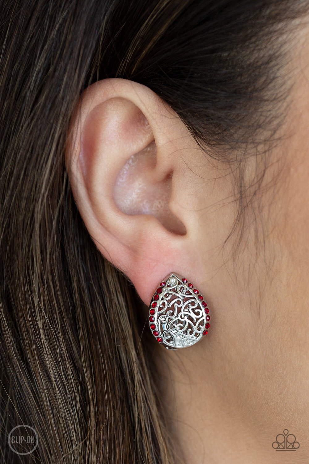 Paparazzi Garden Date - Red Clip-On Earrings