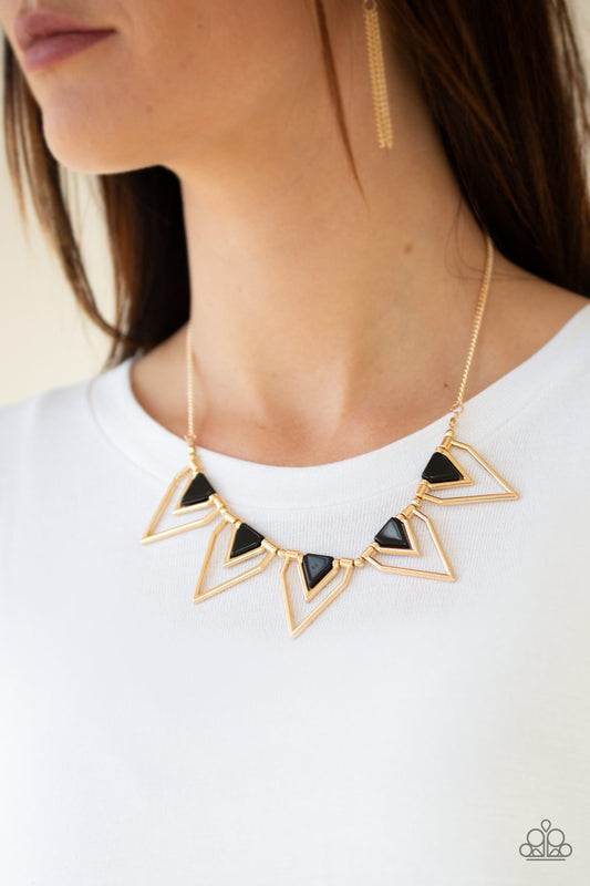 Paparazzi The Pack Leader - Gold Black Necklace