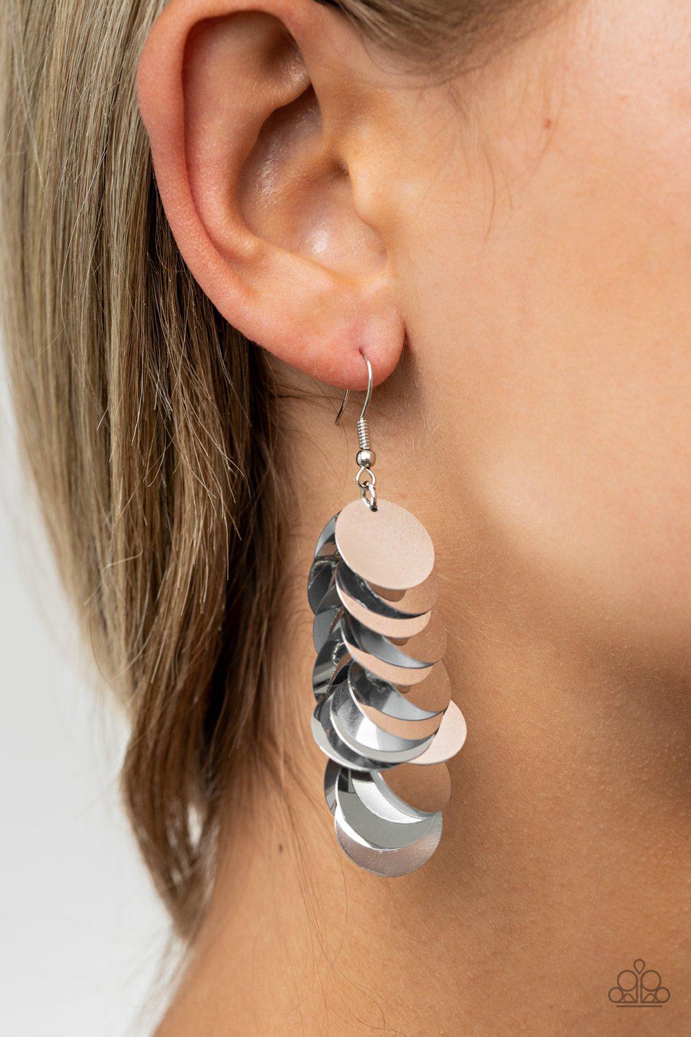 Paparazzi Now You SEQUIN It - Silver Earrings - Life Of The Party - September 2020