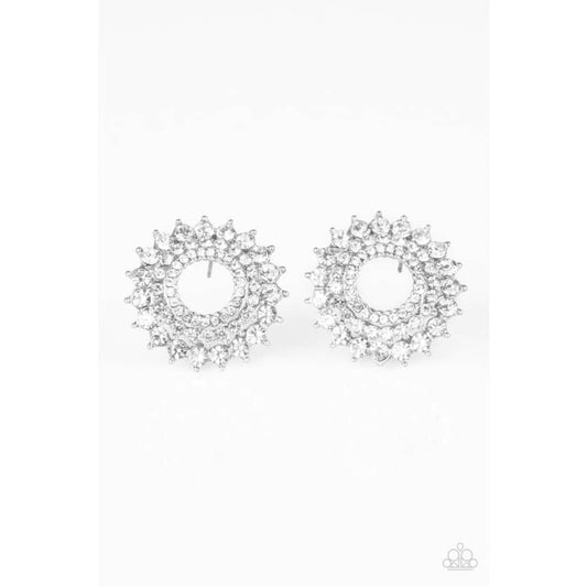 Paparazzi Buckingham Beauty - White Earrings