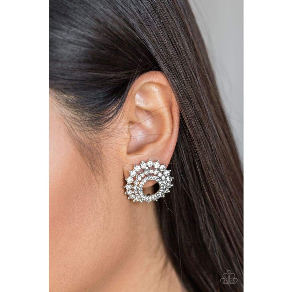 Paparazzi Buckingham Beauty - White Earrings