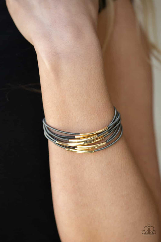 Paparazzi Stretch Your Boundaries - Black Gold Bracelet